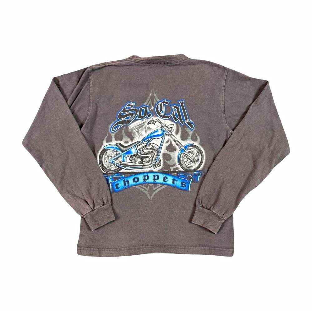 Vintage So Cal Choppers Men's Gray Graphic Logo Cotton Long Sleeve Baby T-Shirt
